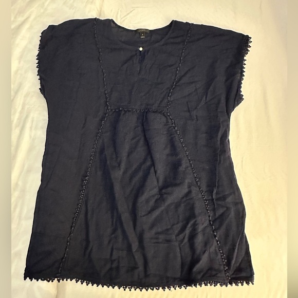 J. Crew Short Sleeve Key Hole Neck Beach Coverup (D4) - Picture 1 of 3